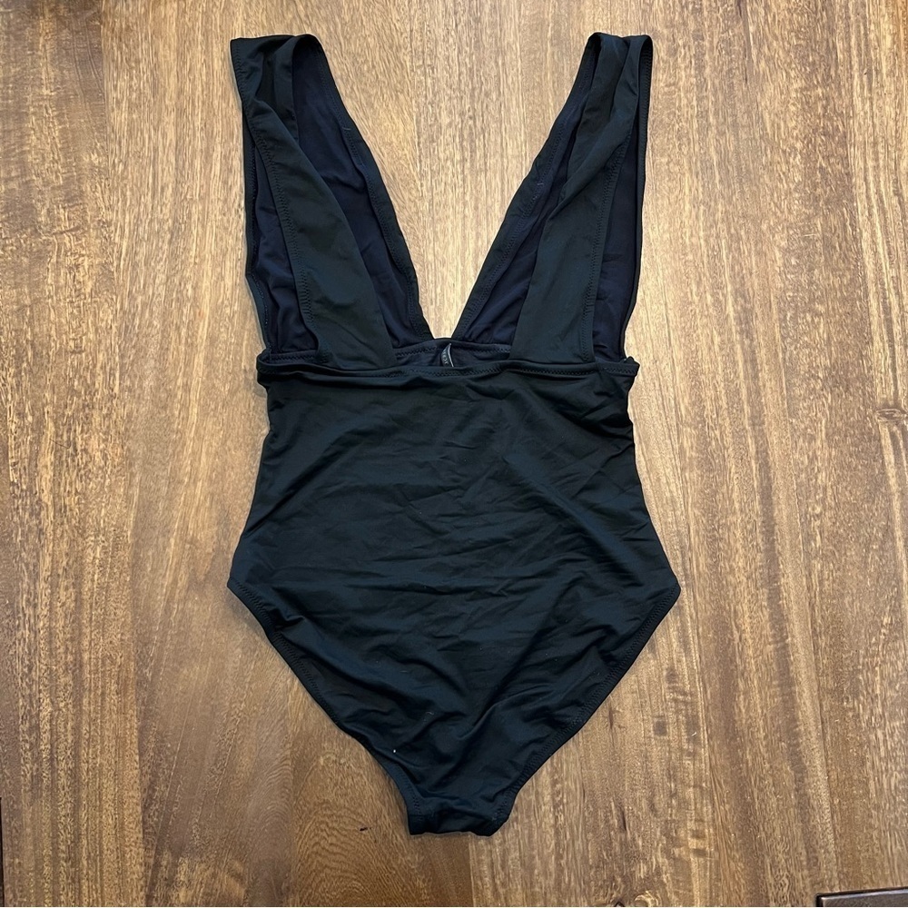 JCrew Elegant Black Women's Swimsuit with a deep V